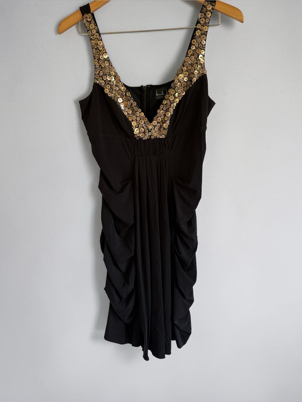 Black Sequin-Embellished Mini Dress